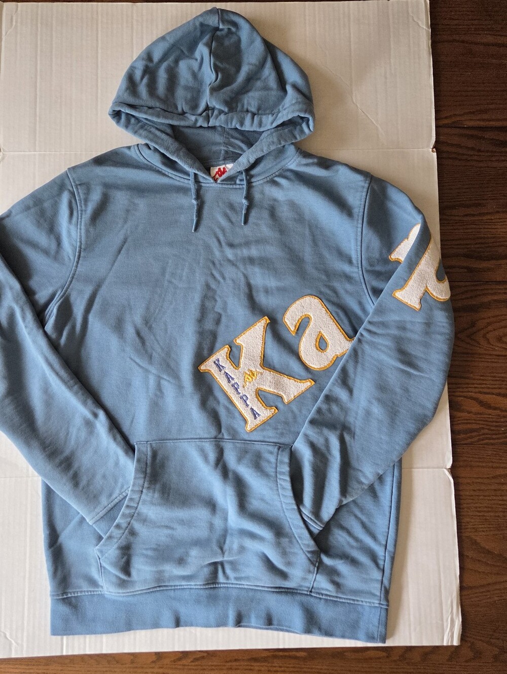 Kappa Hoodie Sweatshirt Women's XL 3-D Patch Letters/Logo Blue/White/Yellow EUC